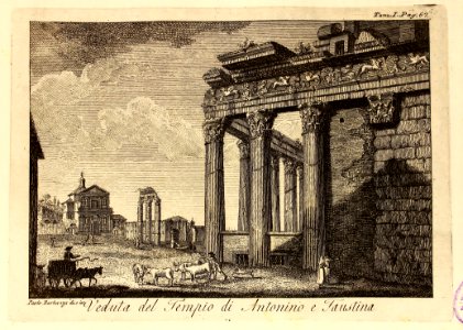 Veduta del Templo di Antonino e Faustina. Free illustration for personal and commercial use.