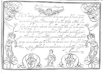 "Adornos caligráficos (figuras humanas, etc.)"