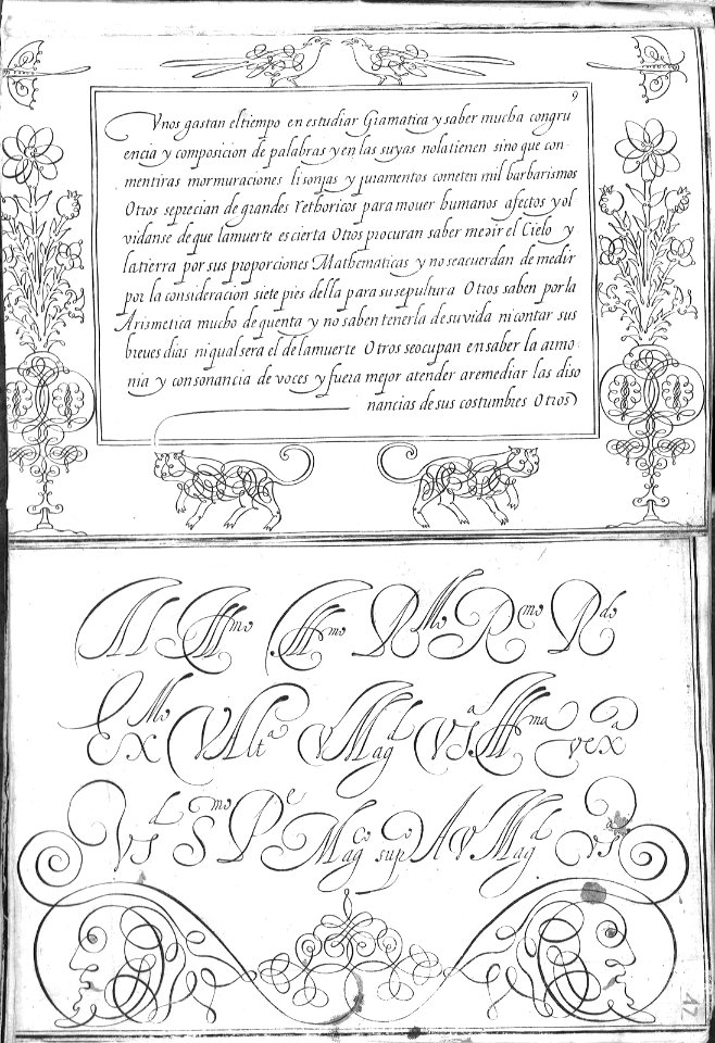 "Adornos caligráficos (motivos animales, etc.)"
