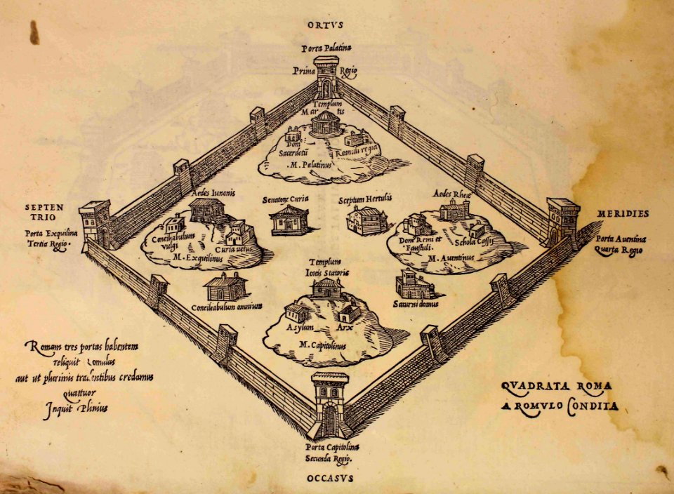 "Rhomus, sive Rhomulus urbem suam quadratam sic condidit"