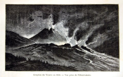 Eruption du Vésuve en 1858. - Vue prise de l'Observatoire.…