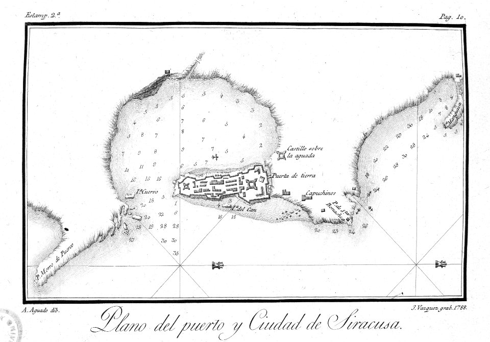 "Plano del puerto y Ciudad de Siracusa / A. Aguado dib.; J…