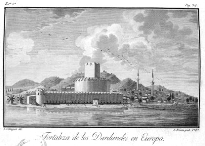 "Fortaleza de los Dardaneles en Europa / J. Velazquez dib.…. Free illustration for personal and commercial use.