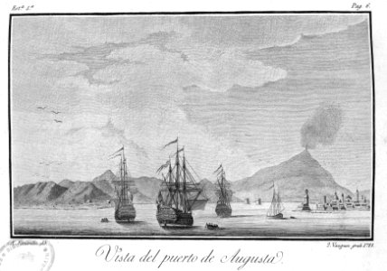 "Vista del puerto de Augusta / A. Fernandez dib.; J. Vazqu…