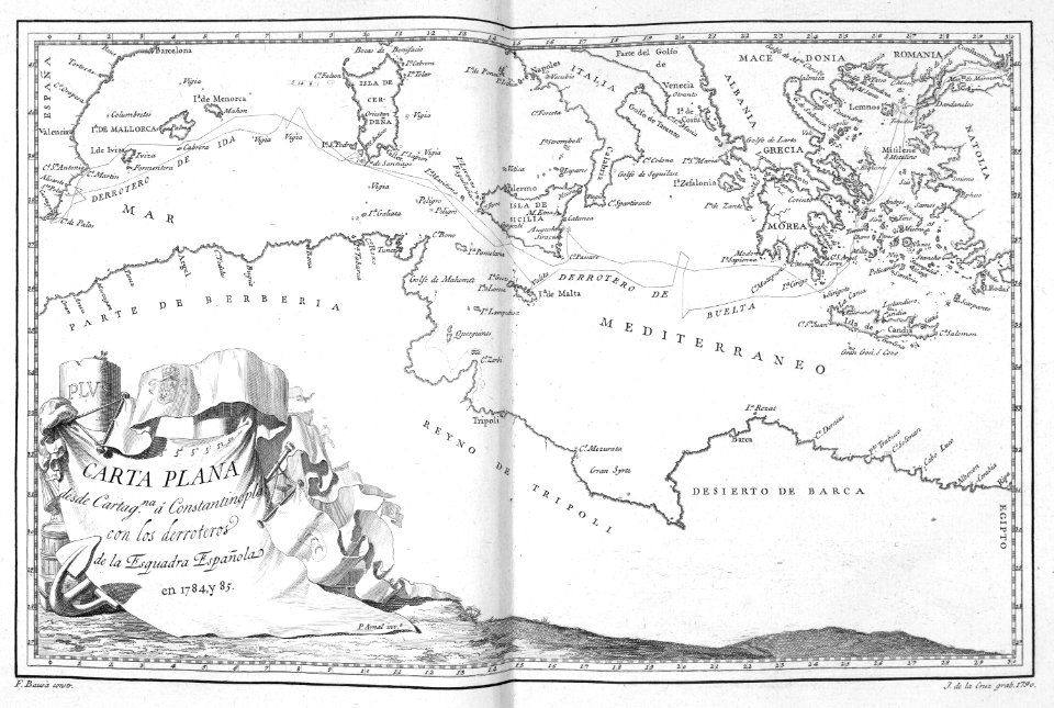 Carta Plana desde Cartag[e]na á Constantinopla con los der…