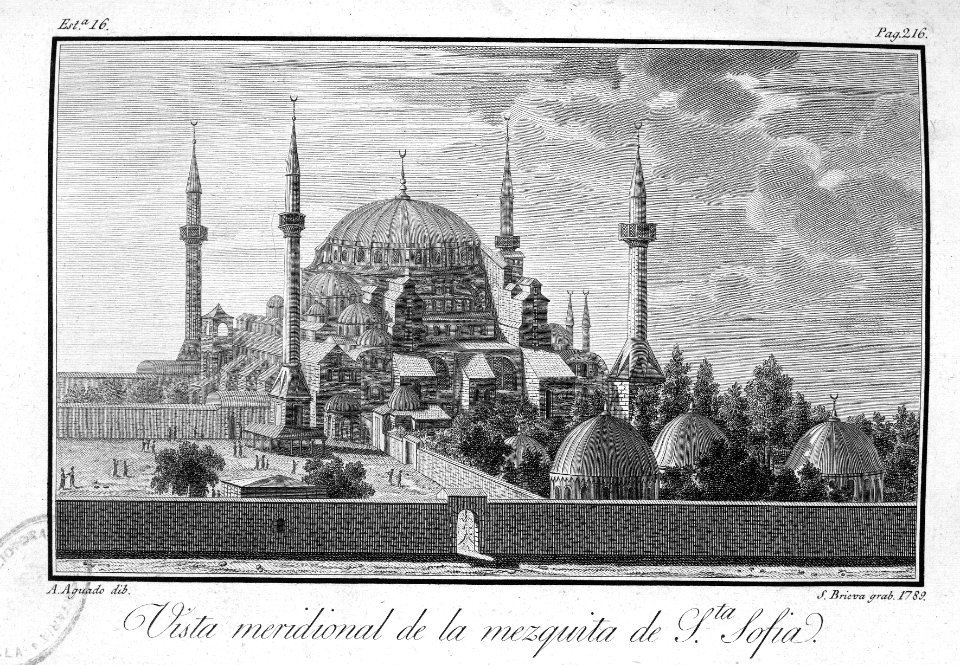 "Vista meridional de la mezquita de Santa Sofía."