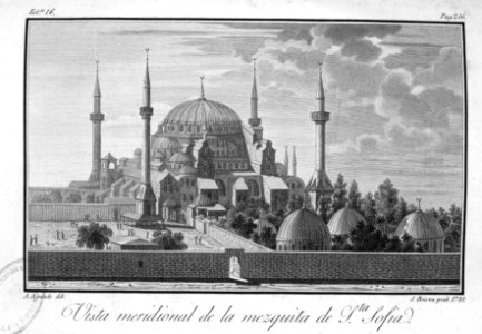 "Vista meridional de la mezquita de Santa Sofía."