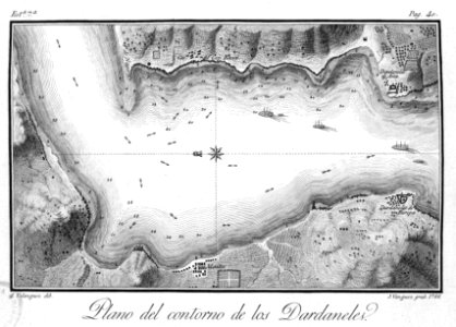 "Plano del contorno de los Dardaneles / J. Velazquez dib.;…