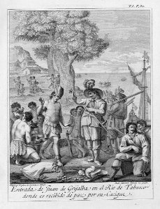"Entrada de Juan de Grijalba en el Rio de Tabasco donde es…