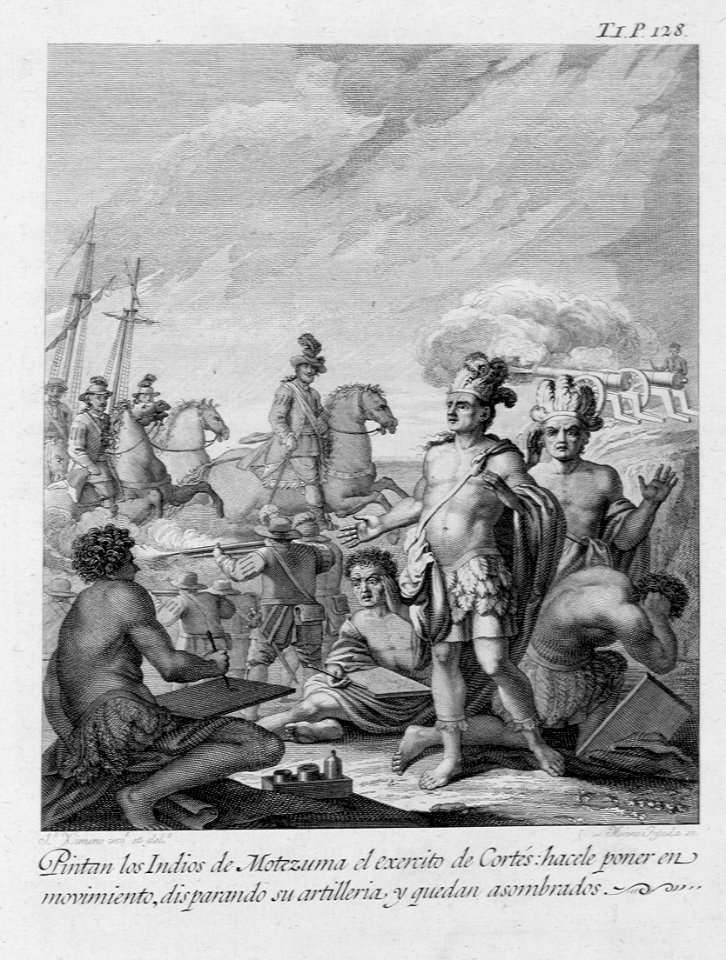 "Pintan los indios de Motezuma el exercito de Cortés: hace…