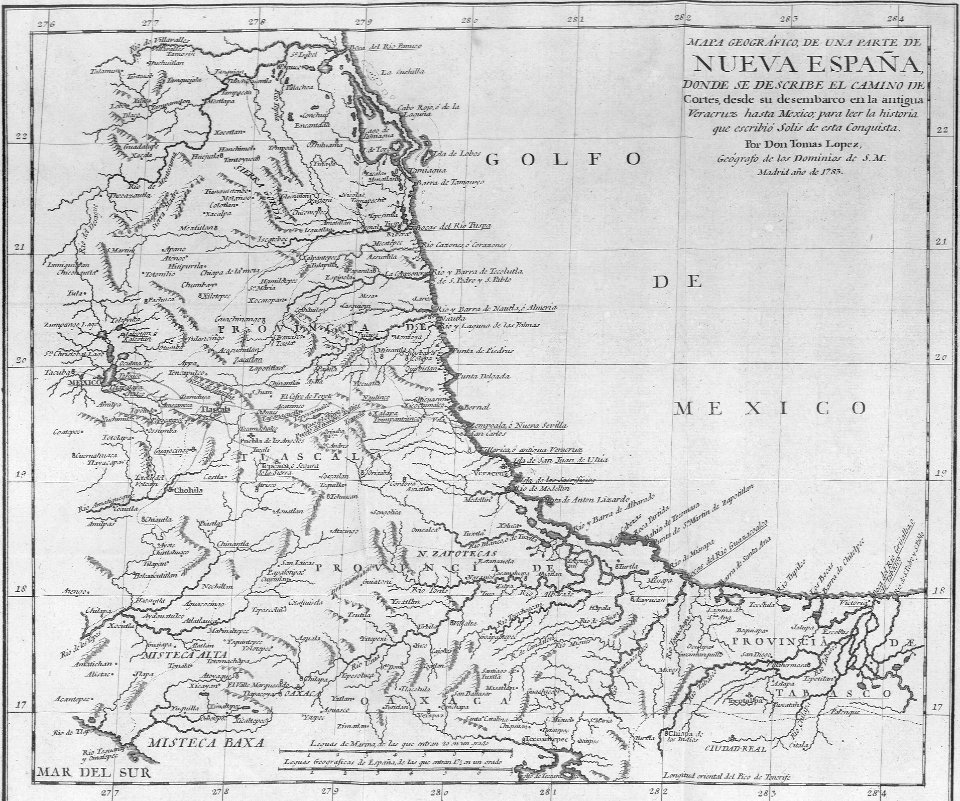 "Mapa geográfico, de una parte de Nueva España donde se de…