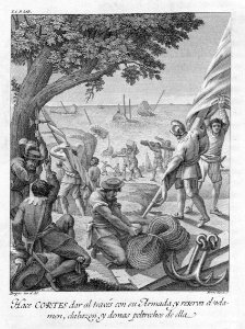 "Hace Cortes dar al través con su Armada y reserva el vela…