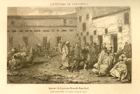 "Cautiverio de Cervantes. Interior de la prisión llamada B…