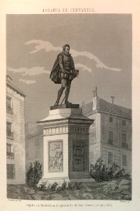 "Estatua de Cervantes erijida en Madrid en la plaza de las…