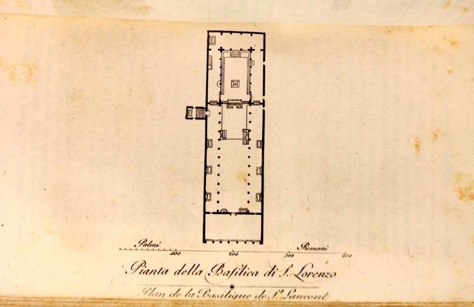 "Planta della Basilica di S. Lorenzo, Plan de la Basilique…