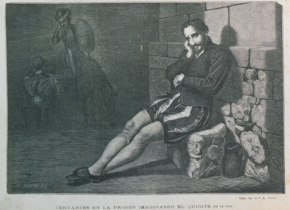 "Cervantes en la prisión imaginando El Quijote"