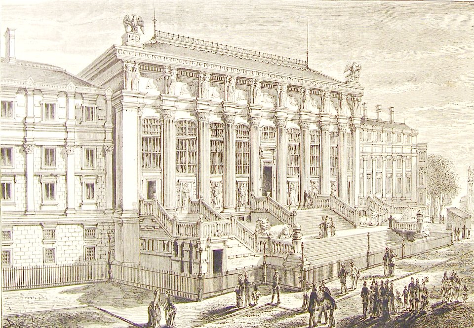 "Nueva fachada del Palacio de Justicia de Paris".. Free illustration for personal and commercial use.