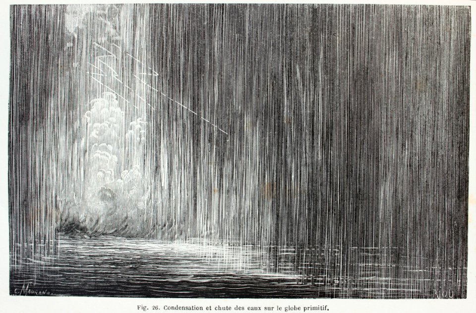 "Condensation et chute des eaux sur le globe primitif".