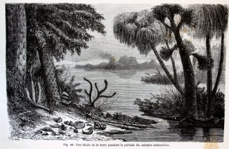 "Vue ideale de la terre pendant la période du calcaire car…