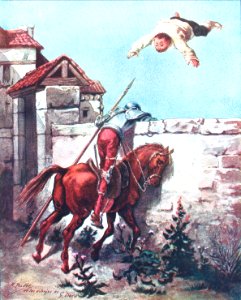 "Probo á subir desde el caballo á las bardas".
