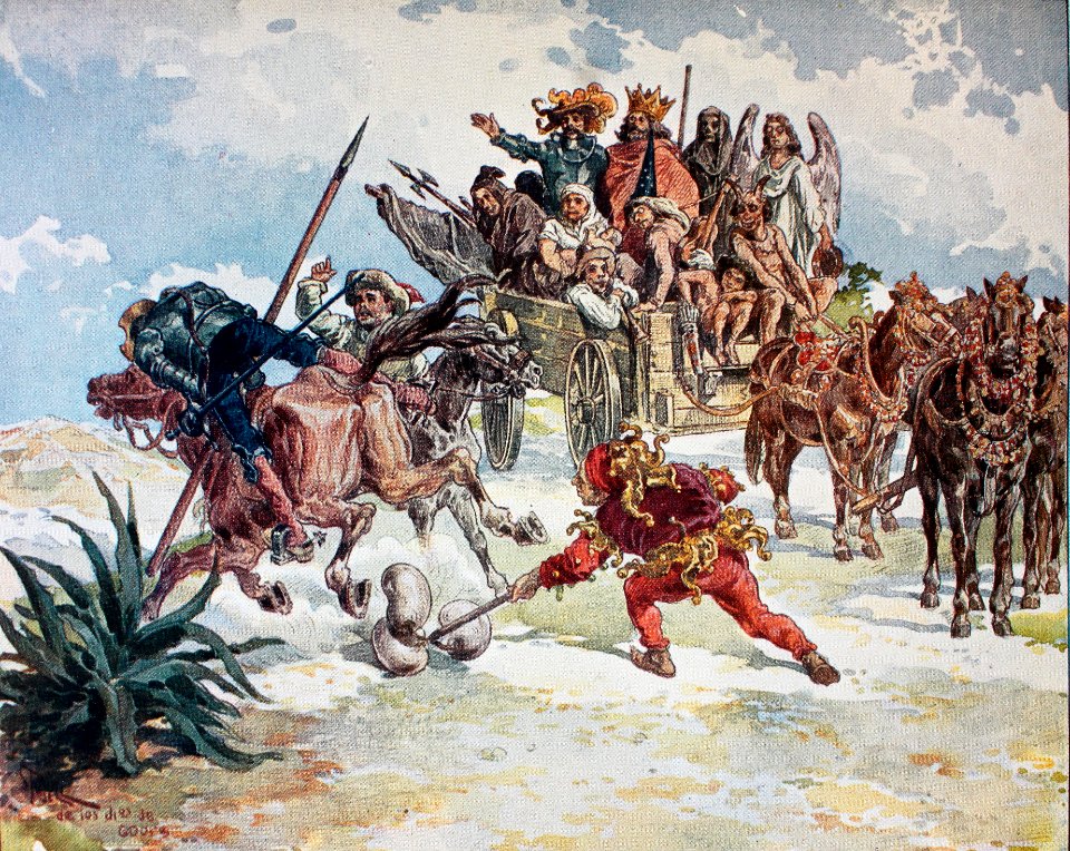 "El cual moharracho, llegándose á don Quijote, comenzó á e…