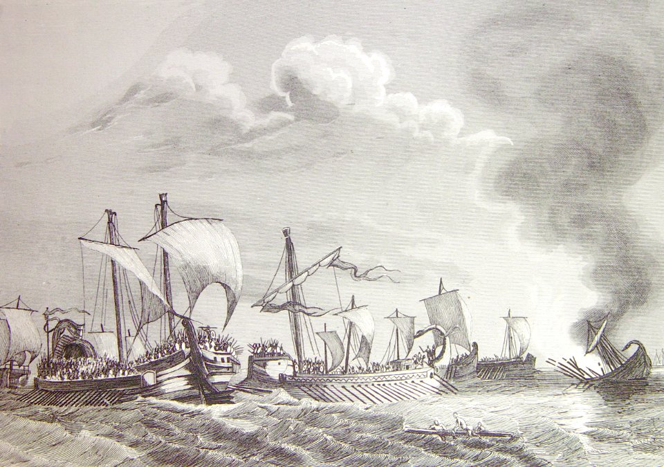 "Combate naval entre romanos y cartagineses en las aguas d…