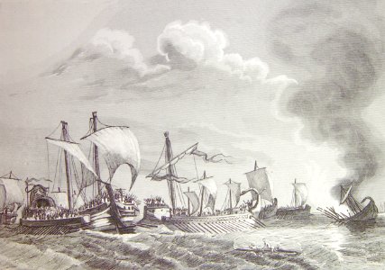 "Combate naval entre romanos y cartagineses en las aguas d…
