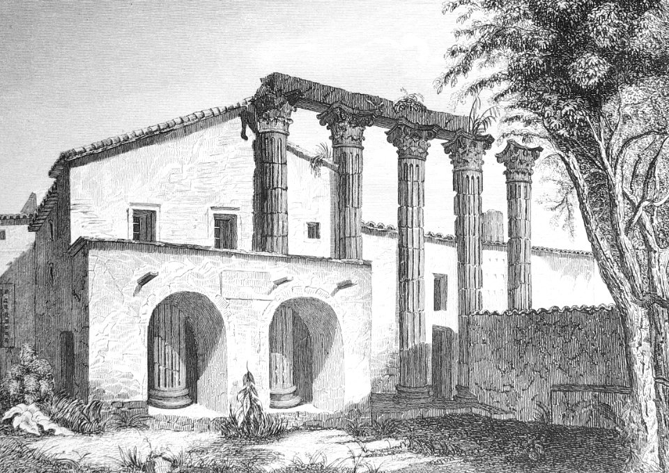 "Ruinas del templo de Diana en Mérida".