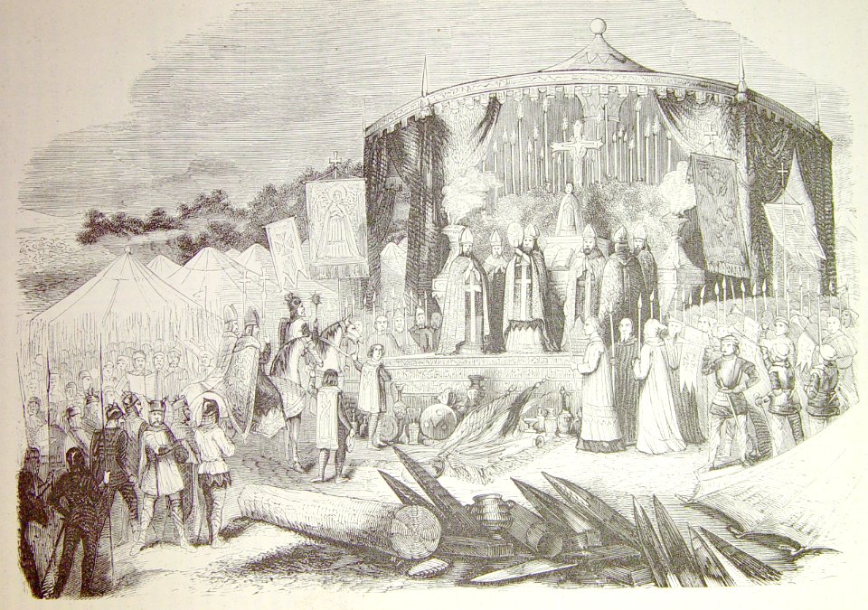 "Pelayo y los prelados y guerrreros españoles rinden graci…