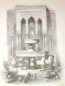 "Monumentos árabes. Patio de los leones".