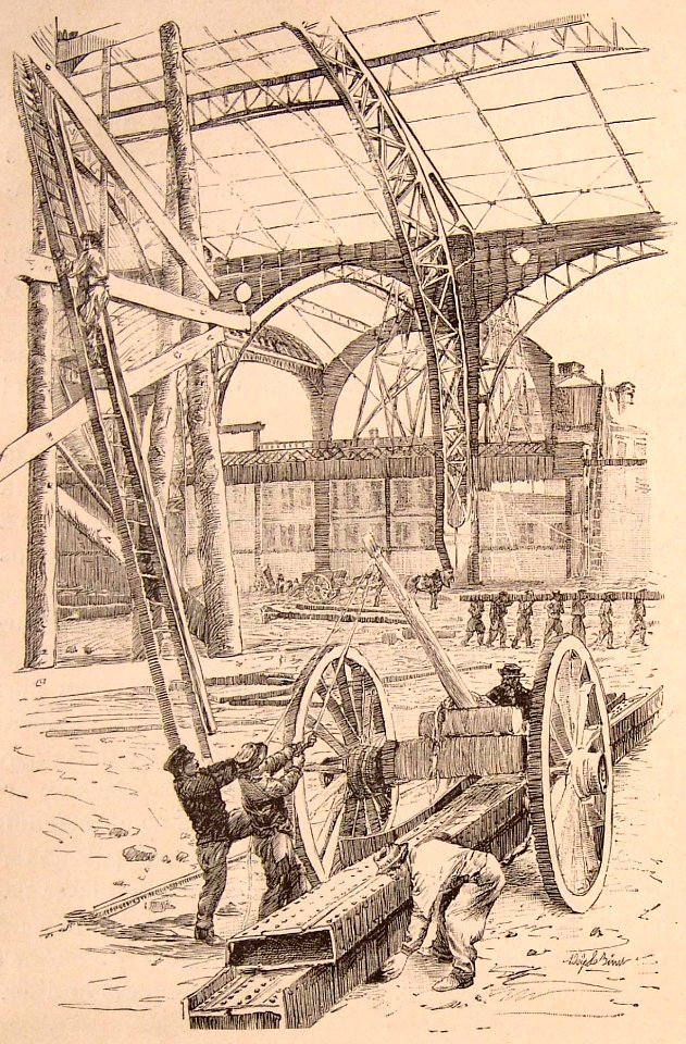 "Construcción de la galería de las máquinas. Montaje de la…