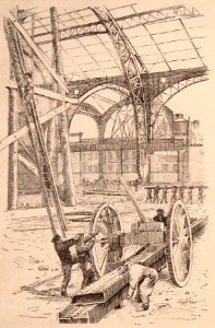"Construcción de la galería de las máquinas. Montaje de la…