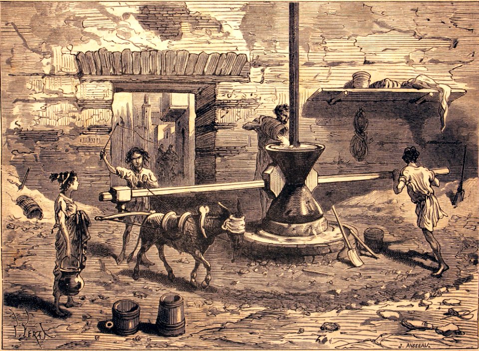"Le moulin à blé chez les Romains".
