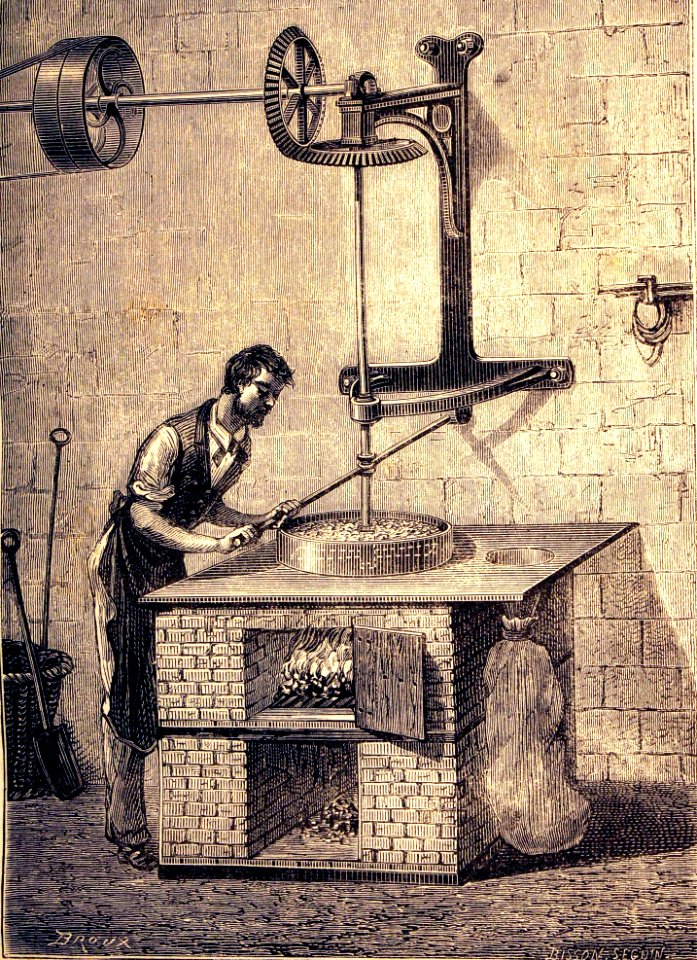 "Chauffoir à feu nu des graines oléagineuses écrasées".