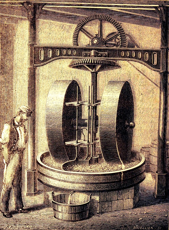"Moulin pour écraser les graines oléagineuses".