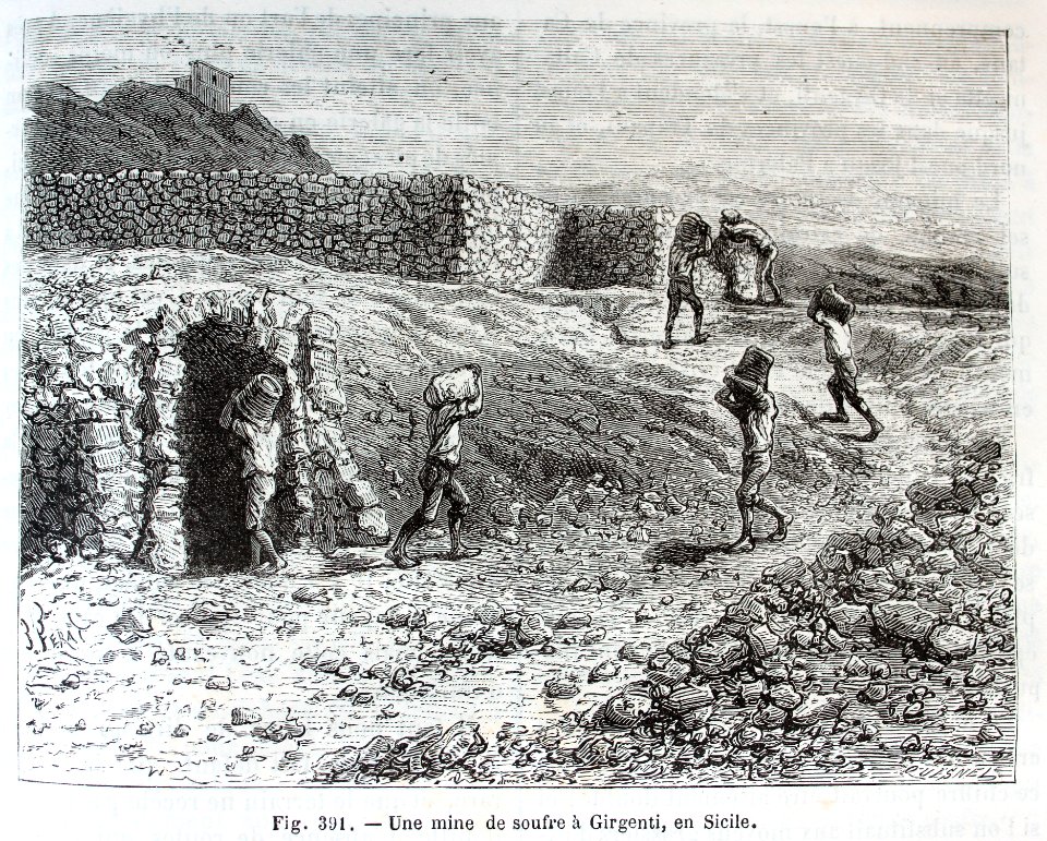 "Une mine de soufre à Girgenti, en Sicile"