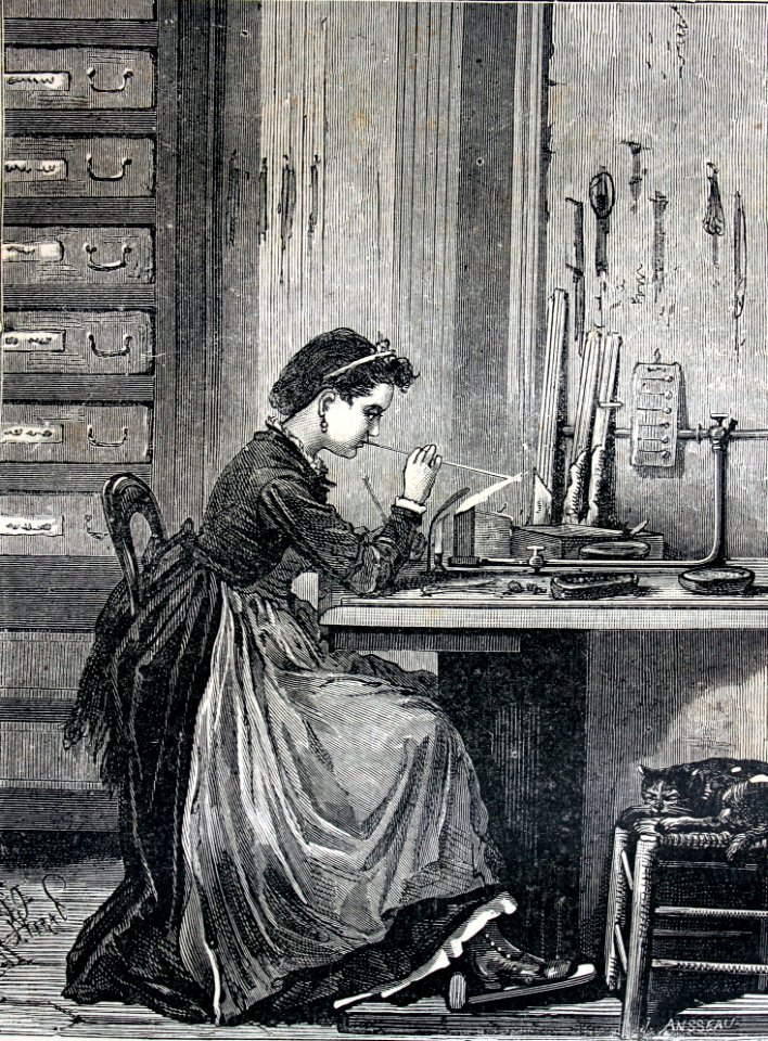 "Ouvrière parisienne soufflant une fausse perle".