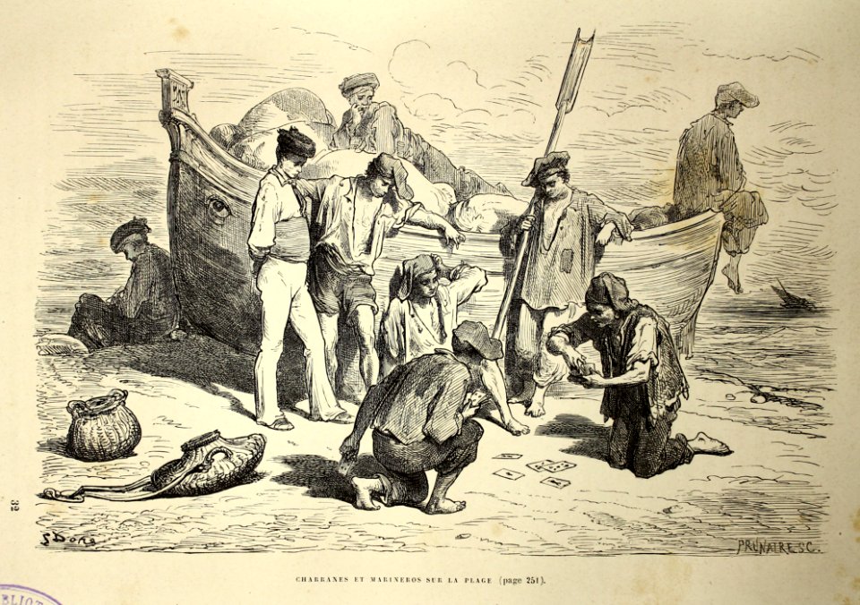 "Charranes et marineros sur la place"