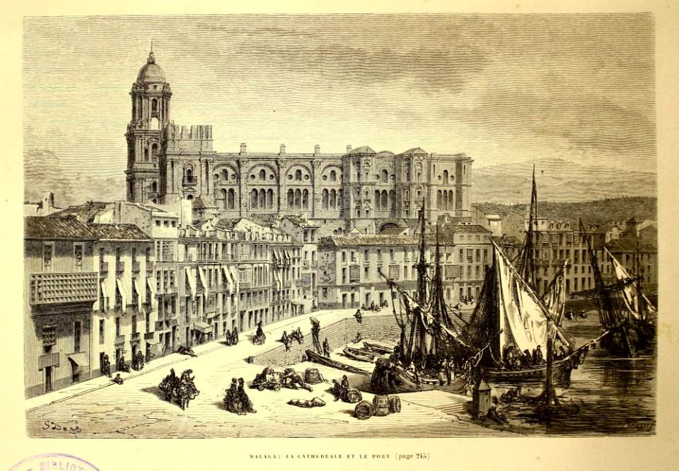 "Malaga: la cathédrale et le port"
