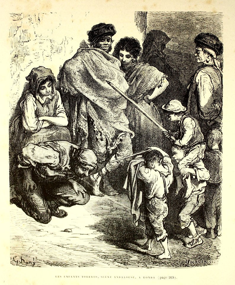 "Les enfants toreros, scène andalouse, a Ronda"