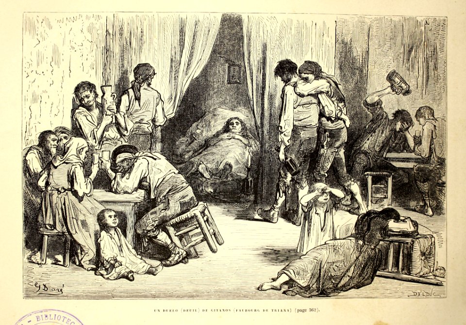 "Un duelo (deuil) de gitanos (faubourg de Triana)"
