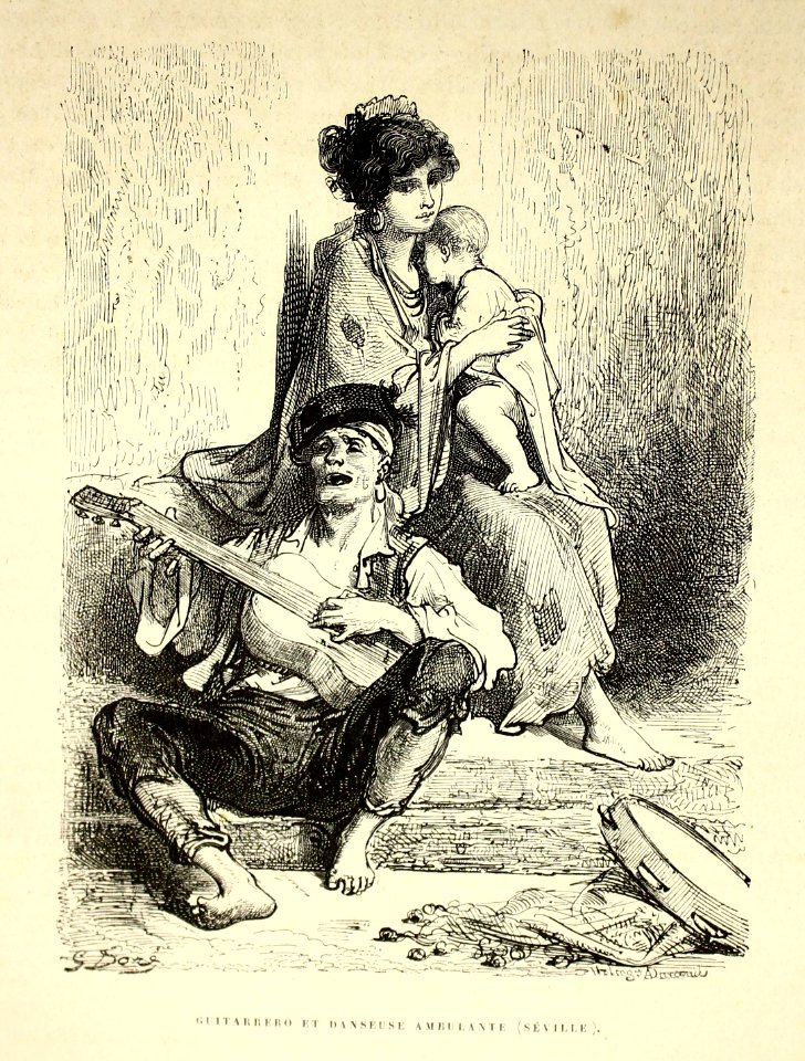 "Guitarrero et danseuse ambulante (Séville)"