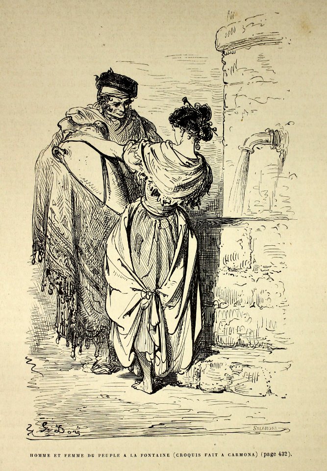 "Homme et femme du peuple a la fontaine (croquis fait a Ca…