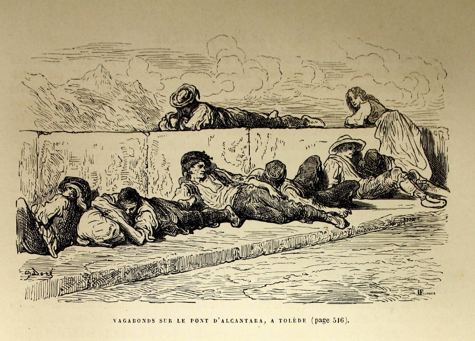"Vagabonds sur le pont d'Alcantara, a Tolède"