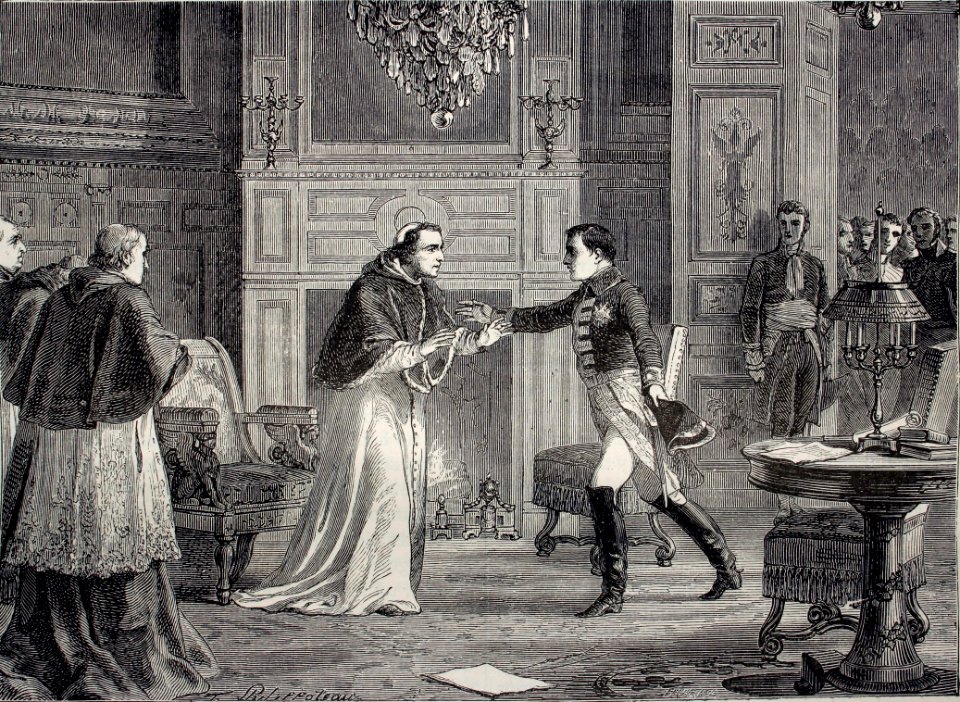 "Napoleón visitando a Pio VII en Fontainebleau".