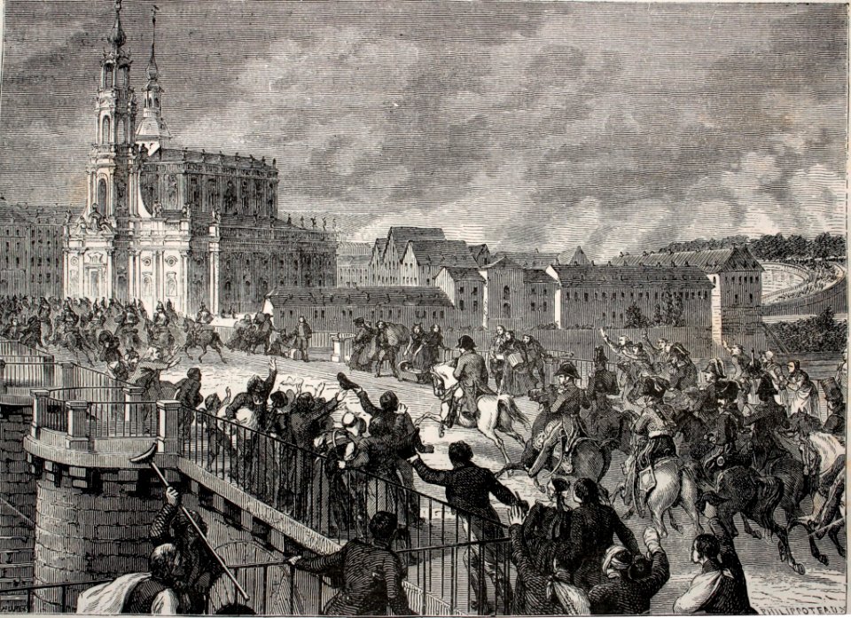 "Llegada de Napoleón a Dresde el día de la primera batalla…