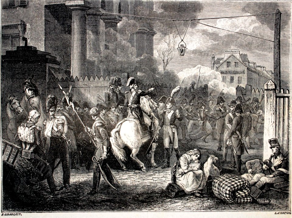 "El mariscal Moncey en la barrera de Clichy".
