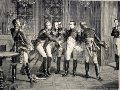 "Napoleón anuncia a los mariscales su abdicación".