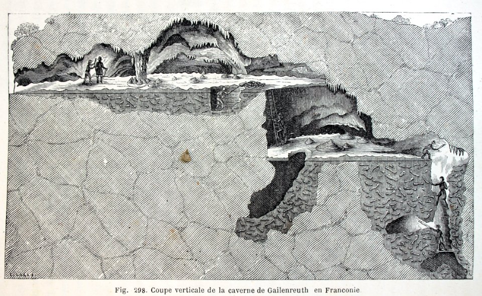 "Coupe verticale de la caverne de Galienreuth en Franconie…