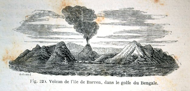 "Volcan de l'ile de Barren, dans le golfe du Bengale".. Free illustration for personal and commercial use.